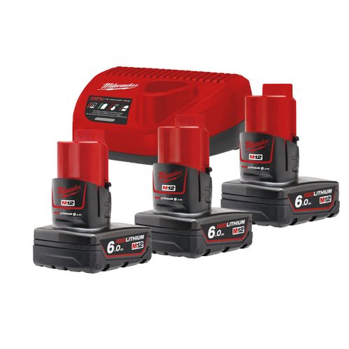 Milwaukee M12 NRG-603 akku és töltő szett 12V 3x6,0Ah