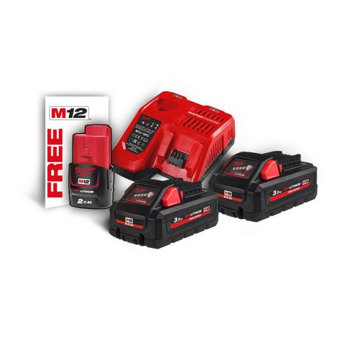 Milwaukee M18 HNRG-302 akku és töltő szett 18V 2x3,0Ah +ajándék 12V 1x2,0Ah