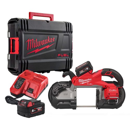 Milwaukee akkus szalagfűrész M18 FUEL FBS127-502C 18V 2x5,0 Ah, kofferben
