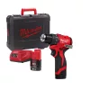 Milwaukee akkus fúró-csavarozó M12 BLDDRC-202C 12V 2x2,0 Ah, kofferben
