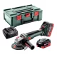 Metabo akkus sarokcsiszoló 18V WVB 18 LT BL 11-125 Quick 2x5,5Ah Metabox kofferben, 125mm