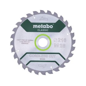   Metabo körfűrészlap fához akkus körfűrésszel 216x1,8x30mm, 28 fog