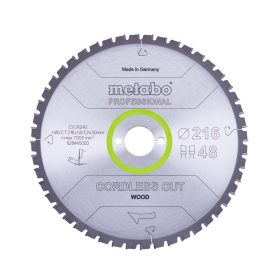  Metabo körfűrészlap fához akkus körfűrésszel 216x1,8x30mm, 48 fog