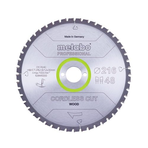 Metabo körfűrészlap fához akkus körfűrésszel 216x1,8x30mm, 48 fog