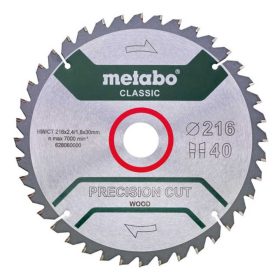   Metabo körfűrészlap "precision cut wood - classic", 216x30 Z40 WZ 5°neg /B