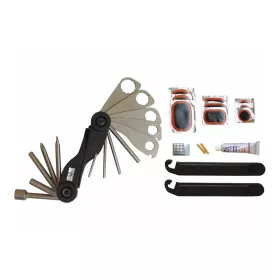  Extol Craft kerékpárjavító készlet 30db övrefűzhető, kulcskészlet,ragasztó+foltok, gumiszerelő
