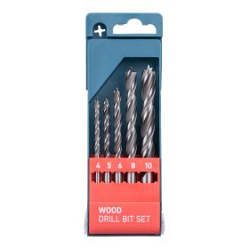   Extol Premium fafúró készlet 5 db, rövid, 4-5-6--8-10mm, Cr.V., normál befogás; műanyag dobozban