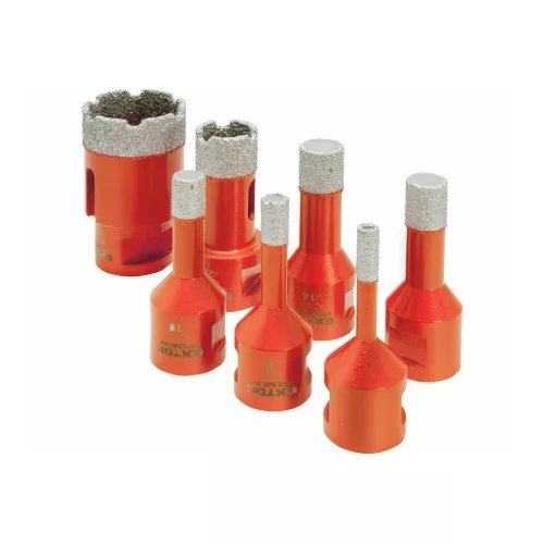 Extol Premium körkivágó csempére készlet 7 db, gyémánt vágóél; 6-35mm × M14, sarokcsiszolóba fogható