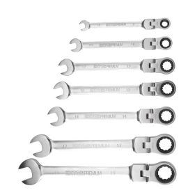   Extol Premium csuklós racsnis csillag-villáskulcs készlet CV 7 részes 8-19mm