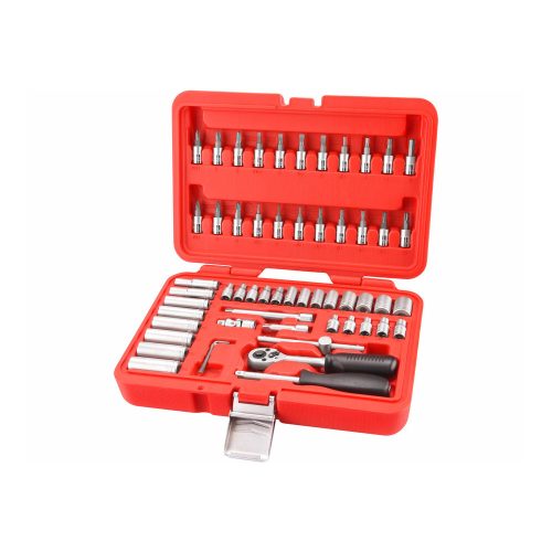 Extol Premium dugókulcs készlet CV., 45fog; 1/4", 57db, dugófejek: 4-14mm, bitdugófej (-, +, imbu