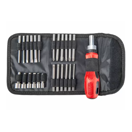 Extol Premium racsnis csavarhúzó-dugókulcs készlet, 25 db, Cr.V. acél