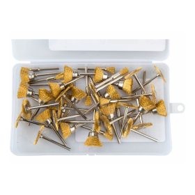   Extol Craft mini drótcsiszoló készlet 3,2 mm befogás, 45 db, 3 féle fazékkefe fejforma, rezezett