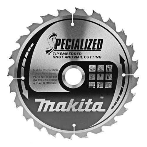 Makita körfűrészlap szöges és csomós fáhóz 235x30x2,3mm 24 fog
