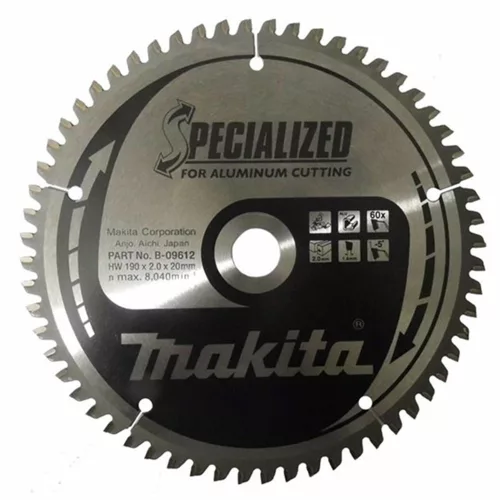 Makita körfűrészlap alumíniumhoz 190x20x2mm 60 fog