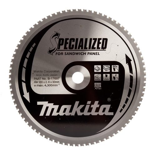 Makita körfűrészlap szendvicspanelhez 355x30x2,6mm 80 fog