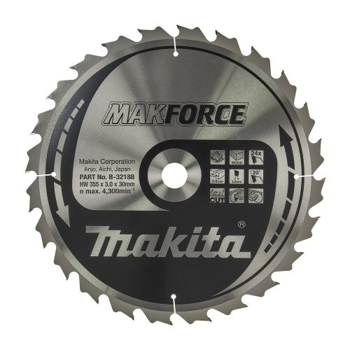 Makita Makforce körfűrészlap fához 355x30x3mm 24 fog