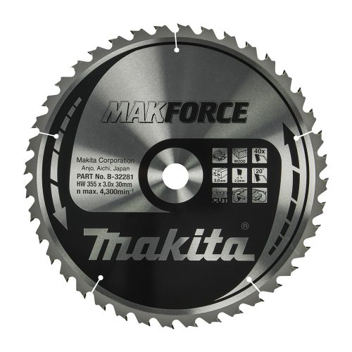 Makita Makforce körfűrészlap fához 355x30x3mm 40 fog