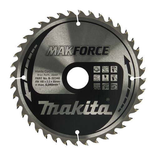 Makita Makforce körfűrészlap fához 190x30x2,2mm 40 fog