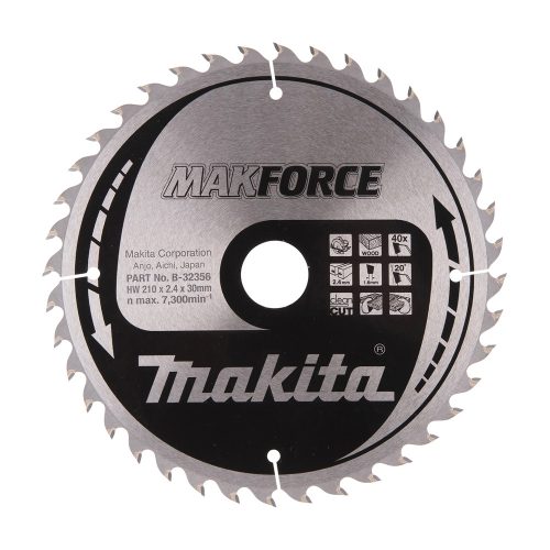 Makita Makforce körfűrészlap fához 210x30x2,4mm 40 fog