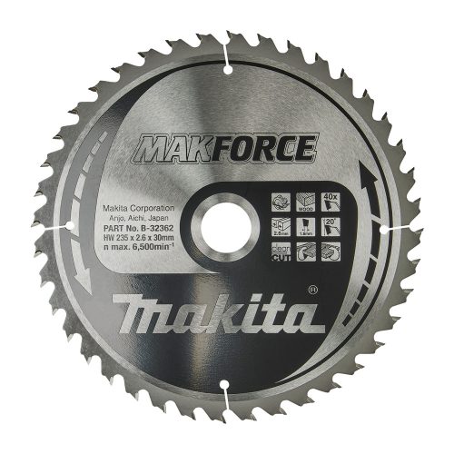 Makita Makforce körfűrészlap fához 235x30x2,6mm 40 fog