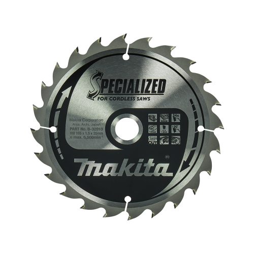 Makita körfűrészlap akkus géppel, fához 165x20x1,5mm 24 fog