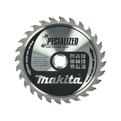 Makita merülő körfűrészlap fához 165x20x2,2mm 28 fog