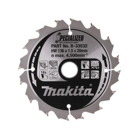   Makita körfűrészlap akkus géppel, fához 136x20x1,5mm 16 fog