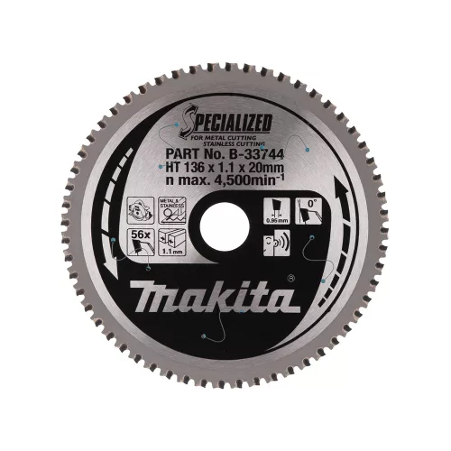 Makita körfűrészlap acélhoz, fémhez 136x20x1,1mm 56 fog