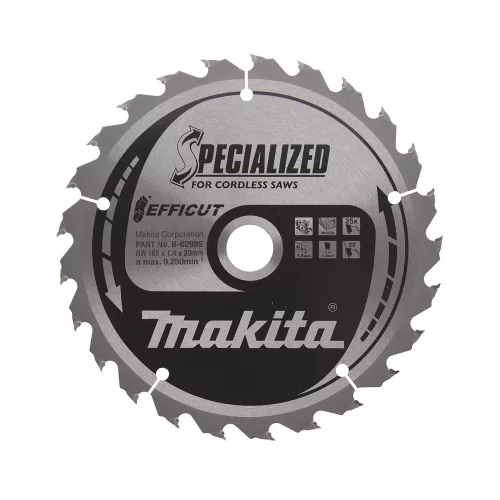 Makita EFFICUT körfűrészlap akkus géppel, fához 165x20x2,15mm 25 fog