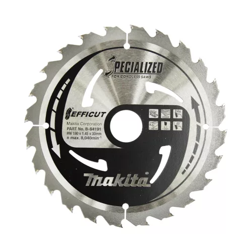 Makita EFFICUT körfűrészlap akkus géppel, fához 190x30x1,4mm 24 fog