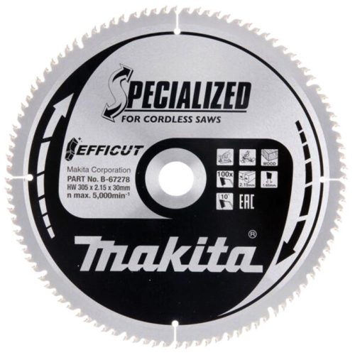 Makita EFFICUT körfűrészlap akkus géppel, fához 305x30x2,15mm 100 fog