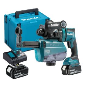   Makita akkus SDS-Plus fúró-vésőkalapács porelszívóval DHR182RTWJ 18V 2x5,0Ah