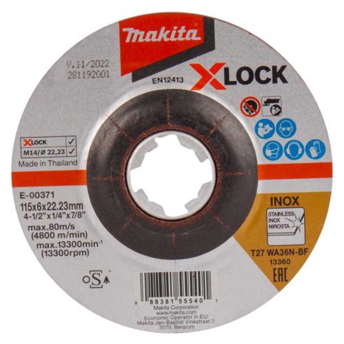 Makita X-LOCK csiszolókorong acél 115x6mm WA36N