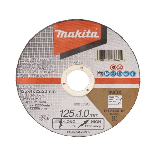 Makita vágókorong INOX 125x1 mm A60U-BF, 12db/csg