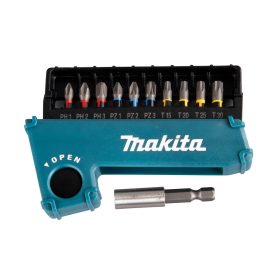   Makita 11 részes bitkészlet PH1,PH2,PH3,PZ1,PZ2,PZ3,T15,T20,T25,T30 bittartóval