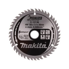   Makita EFFICUT körfűrészlap akkus géppel, fához 136x20x1,4mm 45 fog