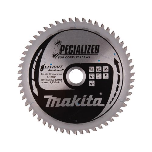 Makita EFFICUT körfűrészlap akkus géppel, alumíniumhoz 165x20x1,5mm 54 fog