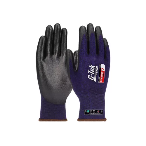 G-TEK PosiGrip MAX 18G kötött, nylon/spandex, PosiGripMax tenyérmártott munkavédelmi kesztyű fekete/lila 06/XS