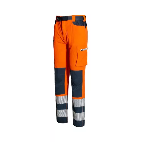 ISSALINE Hivis könnyű softshell 3M SCOTCHGARD® jól láthatósági stretch nadrág narancs/neon/kék M