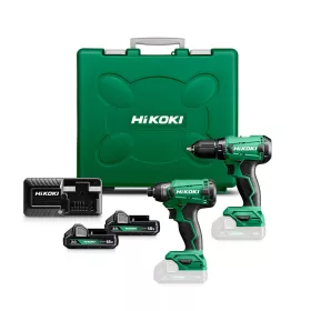   Hikoki akkus fúró-csavarozó + ütvecsavarozó KC18DA-DS szett 2x2Ah + DS18DA+WH18DA kofferben