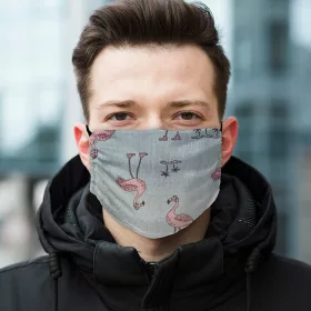   2 rétegű pamut szájmaszk, többször hordható, táncoló flamingó mintás