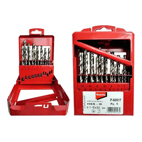 Makita HSS-G fémfúrószár készlet hengeres befogással 19 részes 1 - 10mm