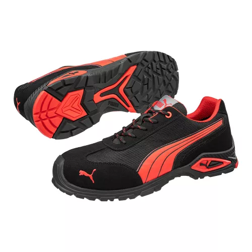 Puma Madrid S1PL FO SR munkavédelmi cipő Fekete/Piros - 40