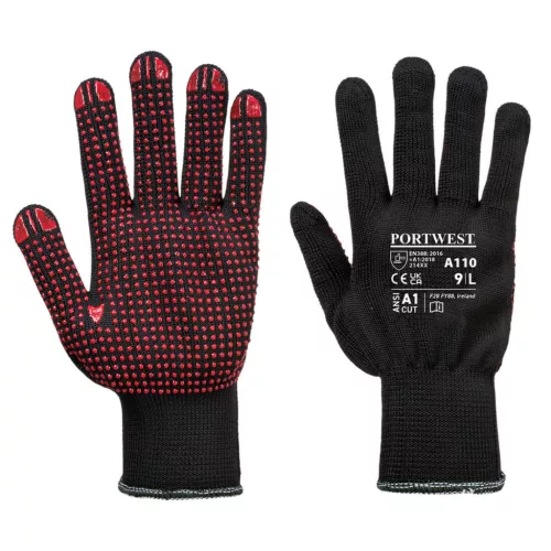 Portwest A110 Nylon PVC pontozott kesztyű Fekete - XL