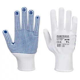Portwest A110 Nylon PVC pontozott kesztyű Fehér/Kék - L