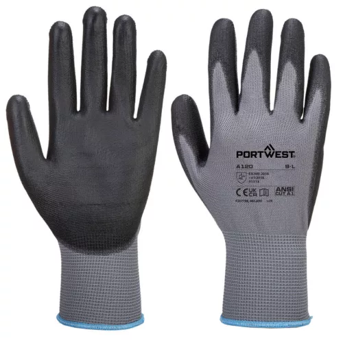 Portwest A120 PU tenyérmártott kesztyű Szürke/Fekete - XXL