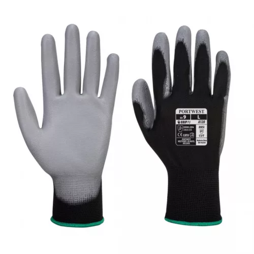 Portwest A120 PU tenyérmártott kesztyű Fekete/Szürke - XS