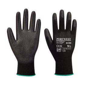   Portwest A123 Latexmentes PU kesztyű - Teljes karton (144 pár) Fekete - M