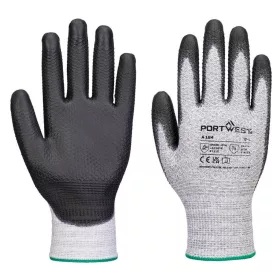   Portwest A124 Grip 13 PU gyémántkötésű kesztyű (12 pár) Szürke/Fekete - L