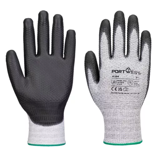Portwest A124 Grip 13 PU gyémántkötésű kesztyű (12 pár) Szürke/Fekete - 3XL